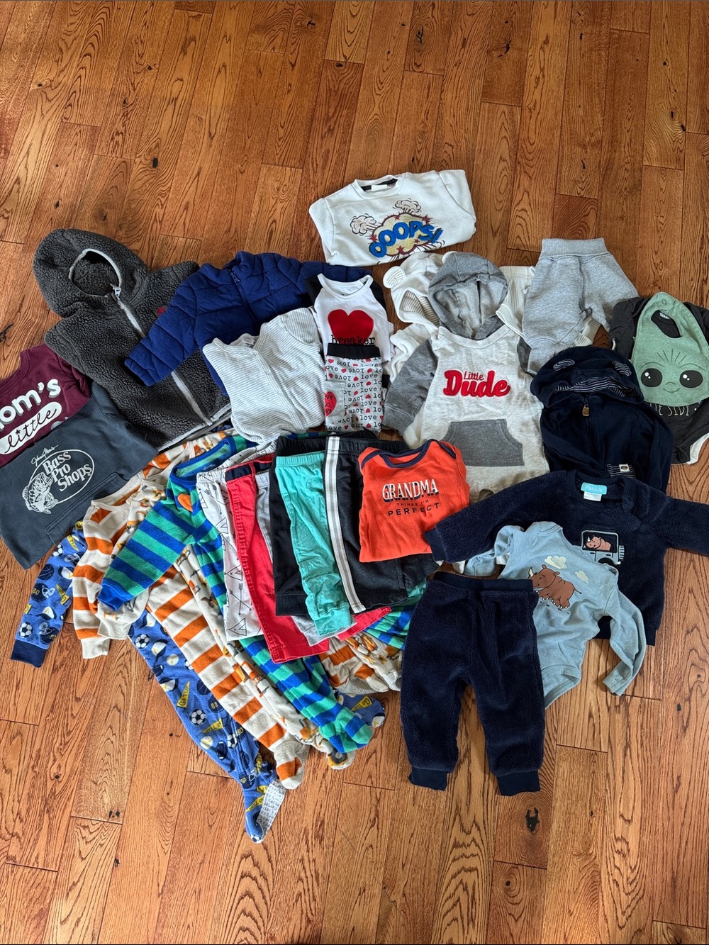 30 Piece Baby Boy Clothing Bundle Sizes range from 0-3 Months to 18 months